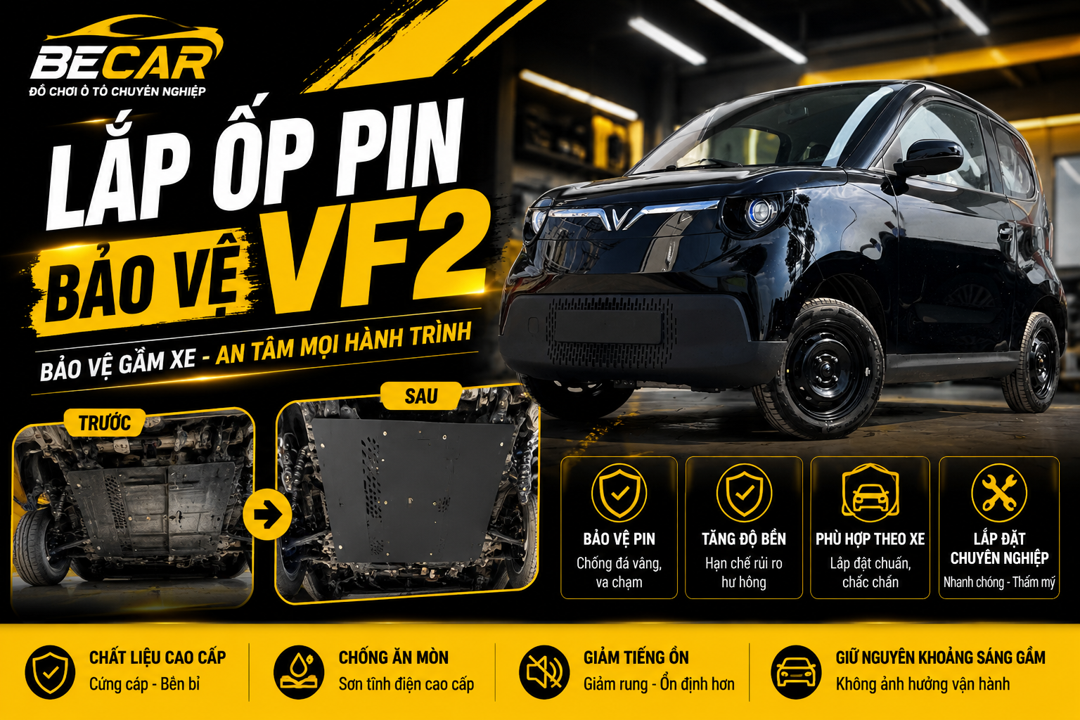 Lắp ốp pin bảo vệ VinFast VF2