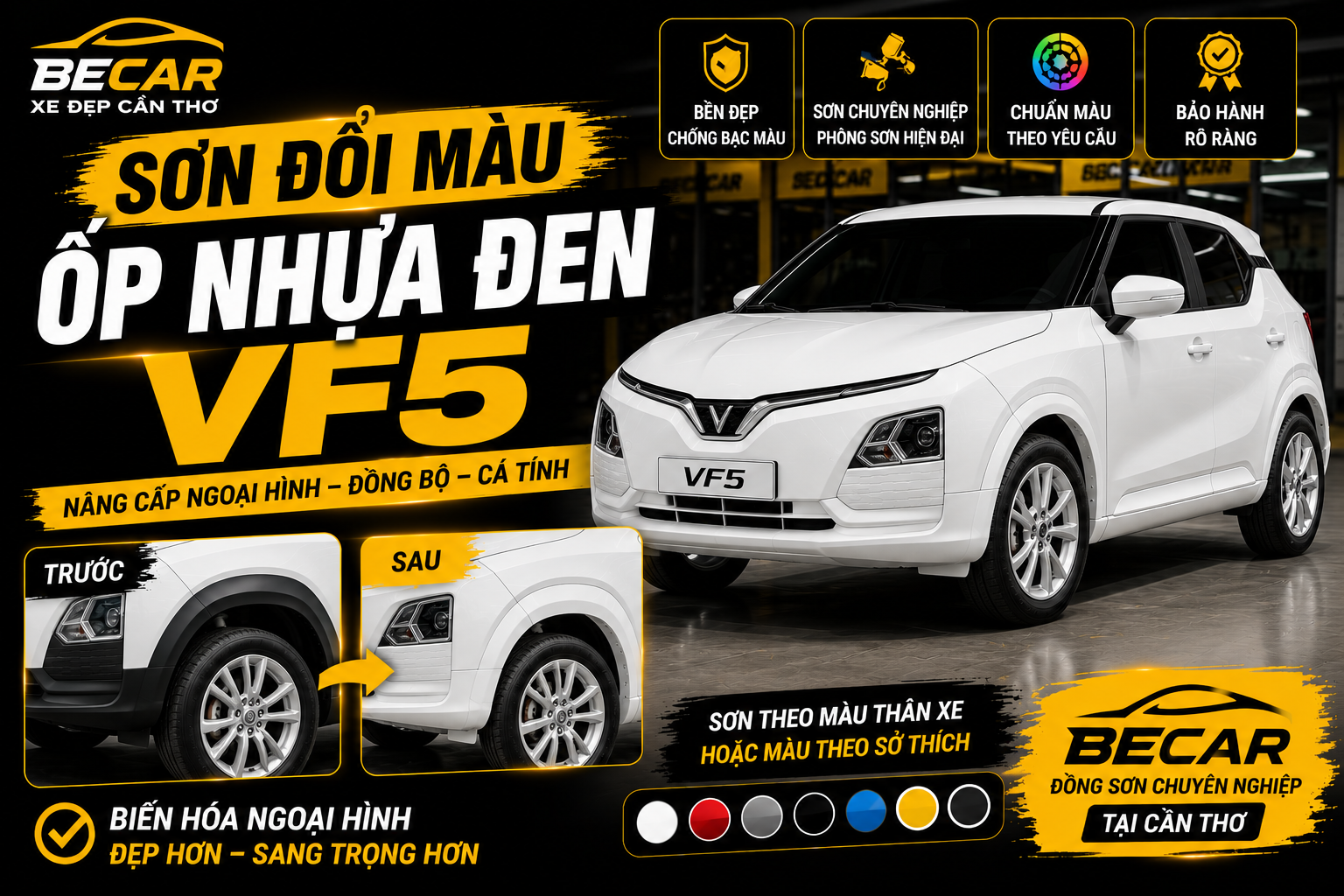 Sơn Đổi Màu Ốp Nhựa Đen VinFast VF5