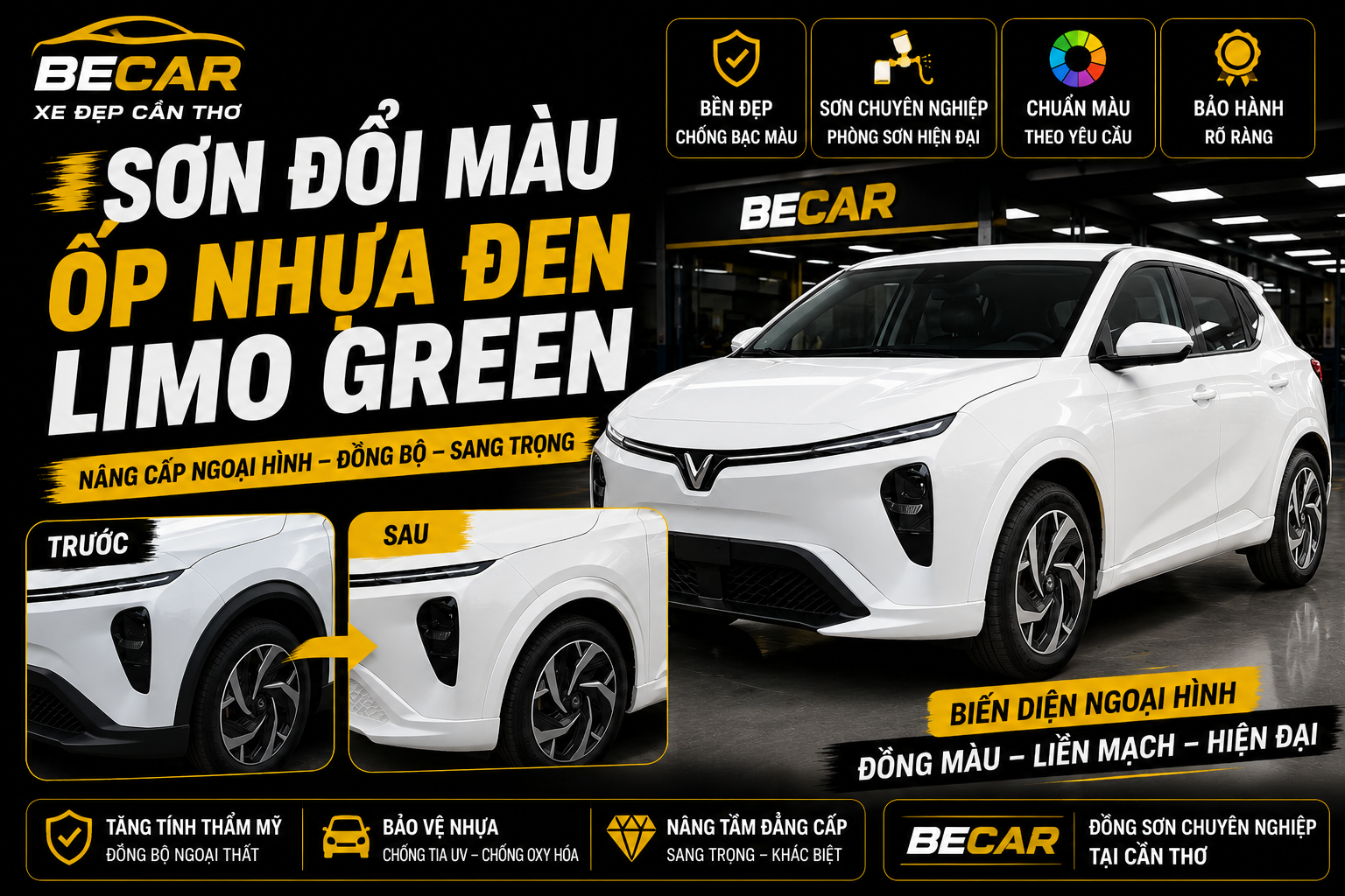 Sơn đổi màu ốp nhựa đen Limo Green