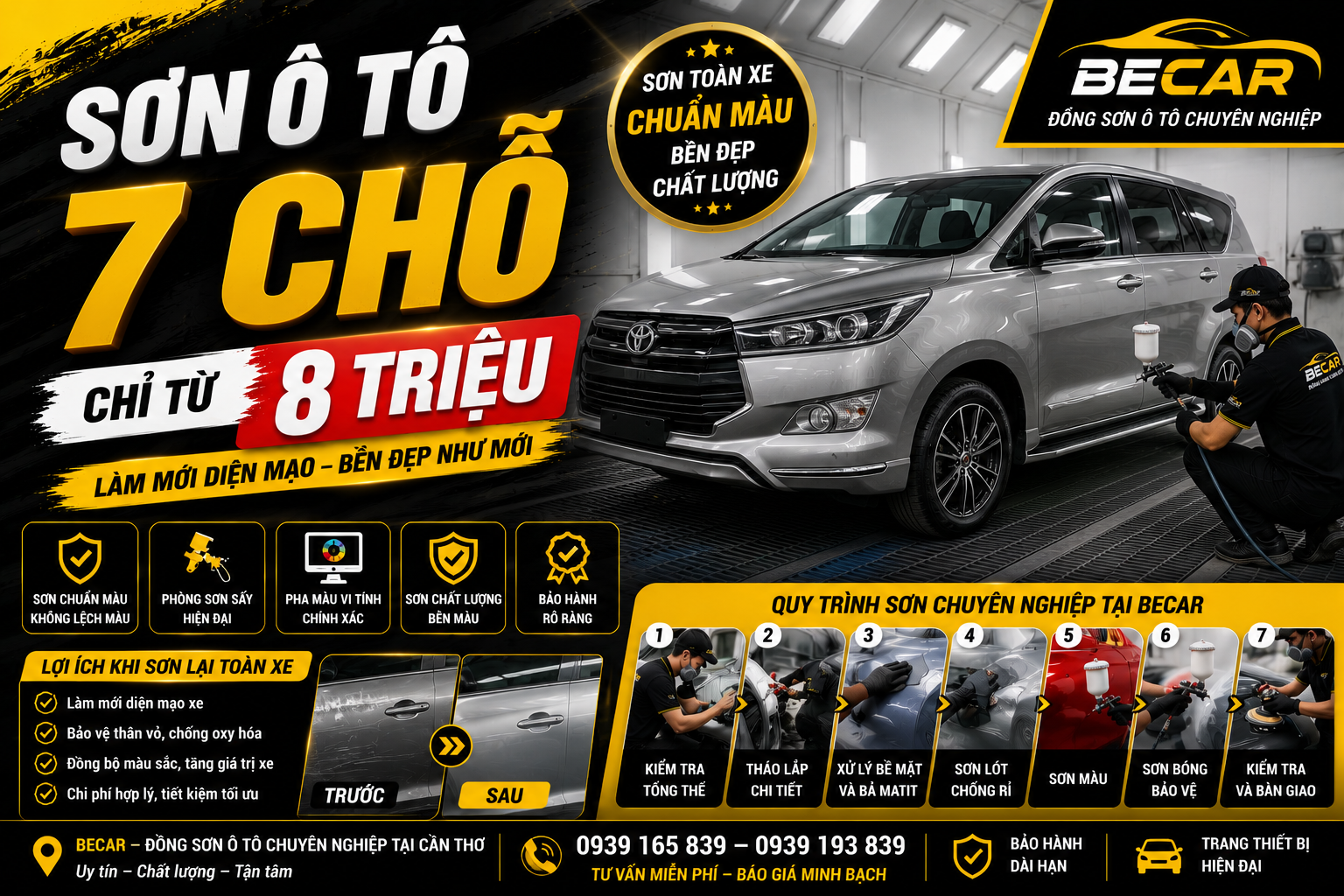 Sơn Ô Tô 7 Chỗ Chỉ Từ 8 Triệu