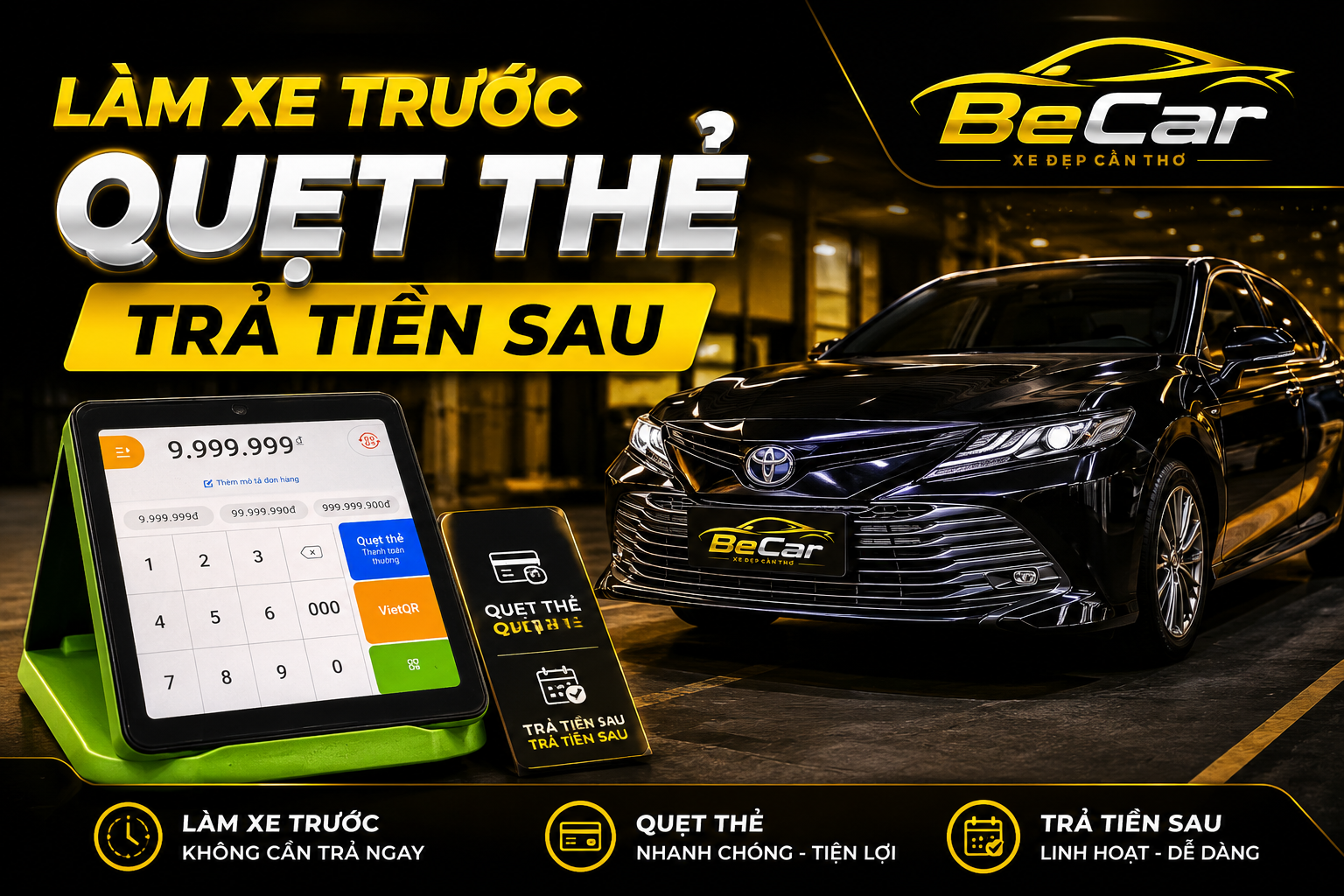 Garage ô tô Cần Thơ hỗ trợ thanh toán thẻ tín dụng