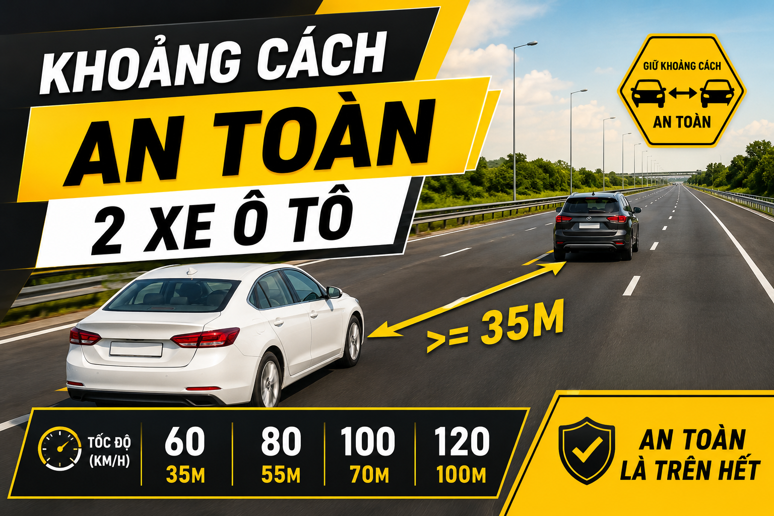Quy định giữ khoảng cách an toàn giữa 2 xe ô tô